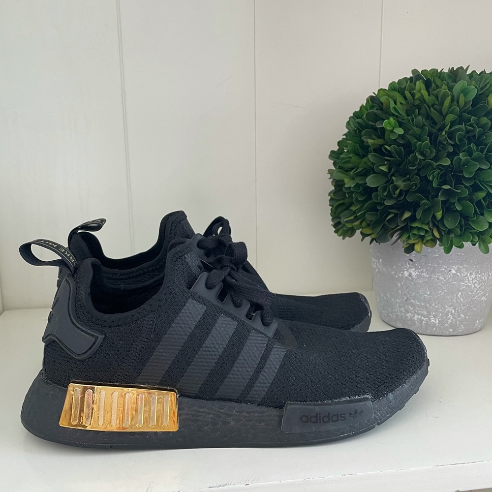 Adidas Black and Gold NMD Tennis Shoes size 8.5